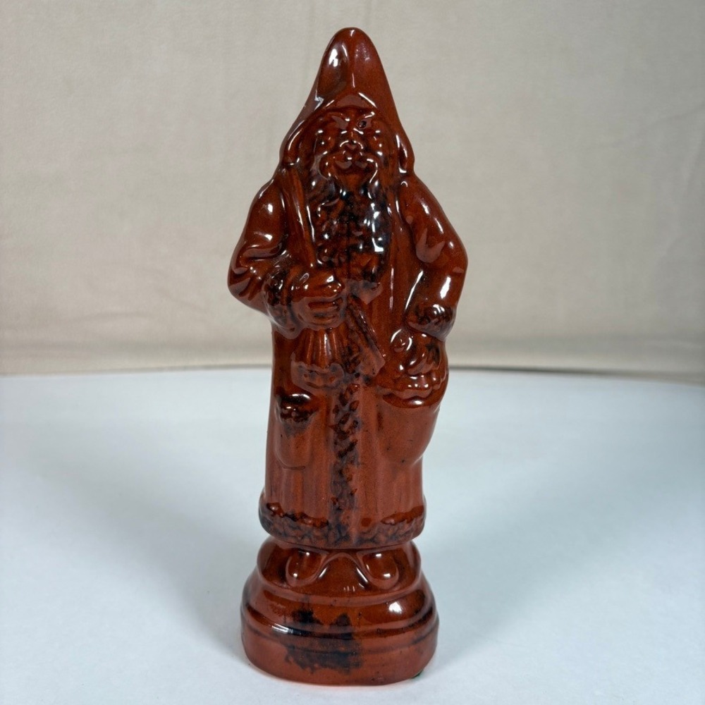 1986 Foltz Redware Belsnickel Santa Figurine PA Dutch Folk Art 8.5 Inch